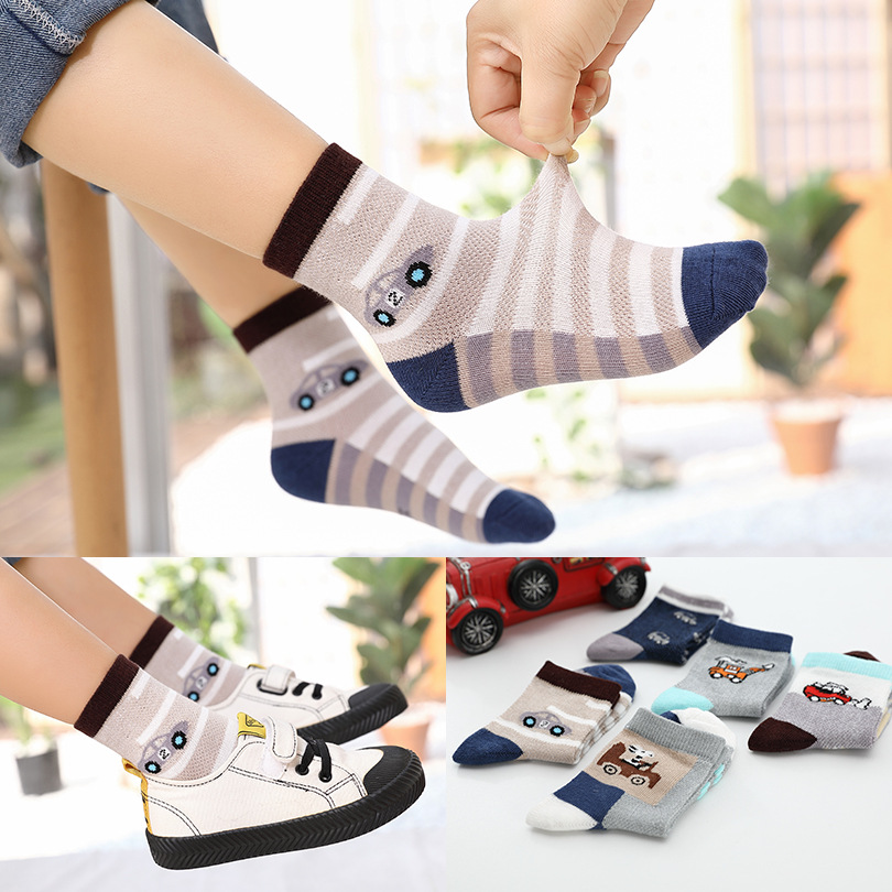 Spring&amp;Summer Children Socks Mesh breathable Car style cotton boys with girls socks 3-12 year kids socks 5 pairs/lot