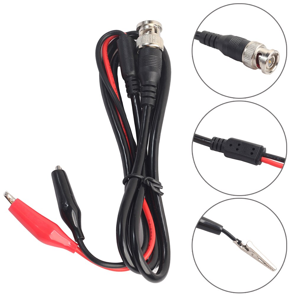1m Digital Alligator Crocodile Clip Oscilloscope BNC Probe Test Leads 50 ohm Coaxial Q9 Male Plug to Dual Test Line Cble: Default Title