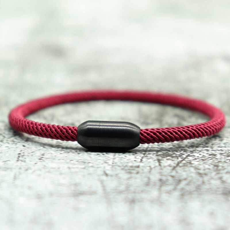 Pulsera magnética de cuerda roja minimalista hecha a mano para hombres y mujeres, brazalete Simple de acero inoxidable para brazalete, joyería de la suerte