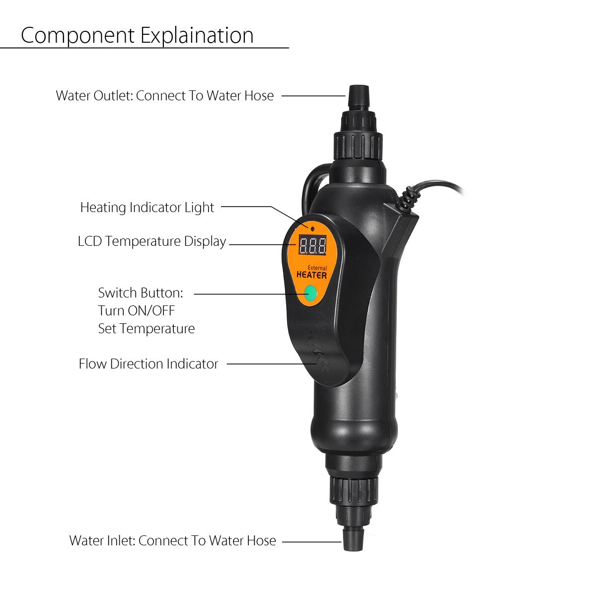 Calentador externo para acuario de 500W, 220-240V, calentador de agua para peceras con regulador de temperatura para mantener el calor