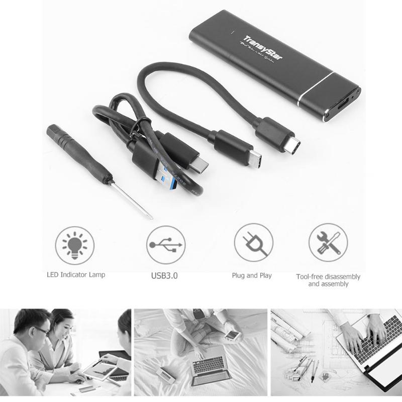 fast stat-stasjonsdeksel ssd usb 3.1 type-c til m .2 m- nøkkel nvme til ngff pci bærbar harddiskkabinett ekstern fast stat-boks