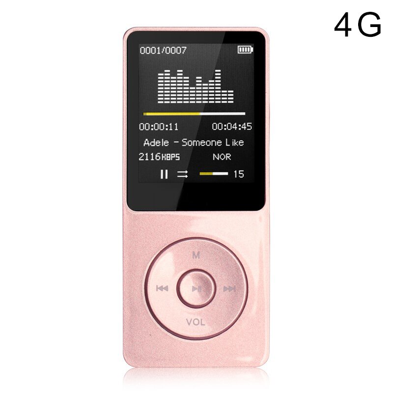 70 Hours Playback MP3 MP4 Lossless Sound Portable Music Player FM Recorder Noise Cancelling: Pink / 8GB