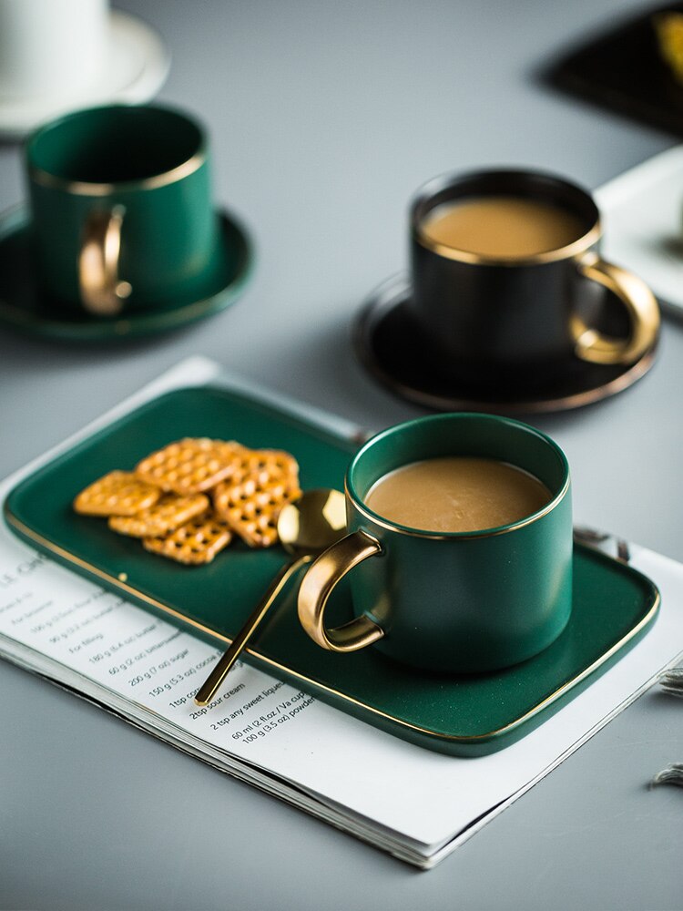 Coffee cup saucer with spoon luxury Phnom Penh ceramic cup and saucer breakfast, afternoon tea cup and saucer tray box set