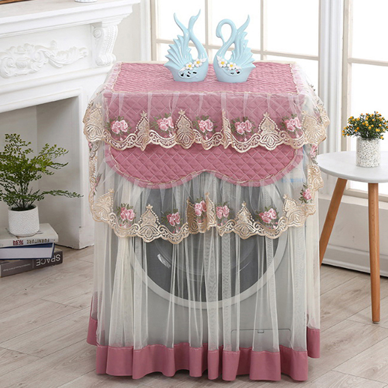 Lace Ruffle Floral Washing Machine Dust Cover Protection Front Durable Soft Home lace proof Case Washing Machine Protective Dust: violet