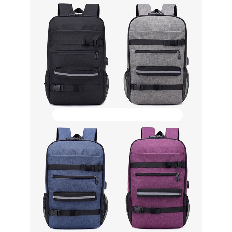 Sac à dos de Skateboard antivol avec verrouillage par mot de passe, chargeur USB, à bandoulière pour voyage, loisirs, ordinateur, Longboard