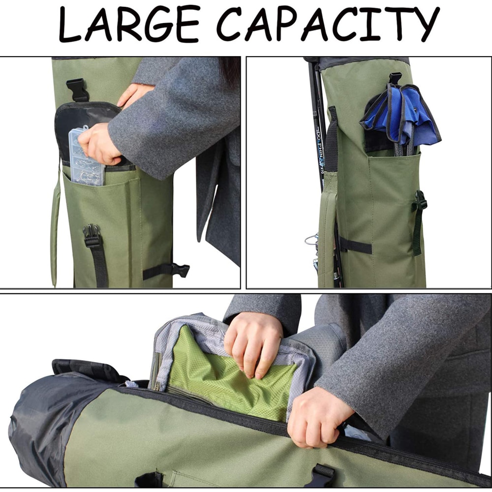 Duurzaam Canvas Hengel &amp; Reel Organisator Tas Houder Staaf Carrier Pole Case Grote Capaciteit Waterdichte Vistuig