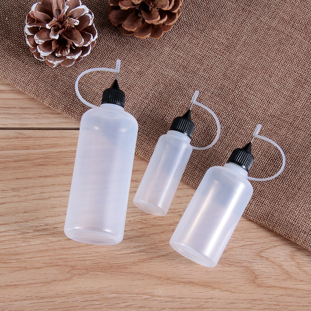 5 Pcs 5/10/20/30/50/100ML Reuse Glue Applicator Bottle Needle Squeeze IY Scrapbooking Craft Tool Paper Quilling Plastic Bottle
