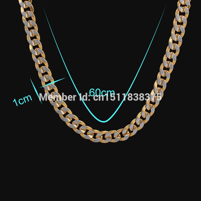 Trendy two color Gold Filled Necklace Bracelet wedding Accessories Jewelry Sets Men & Women Chain