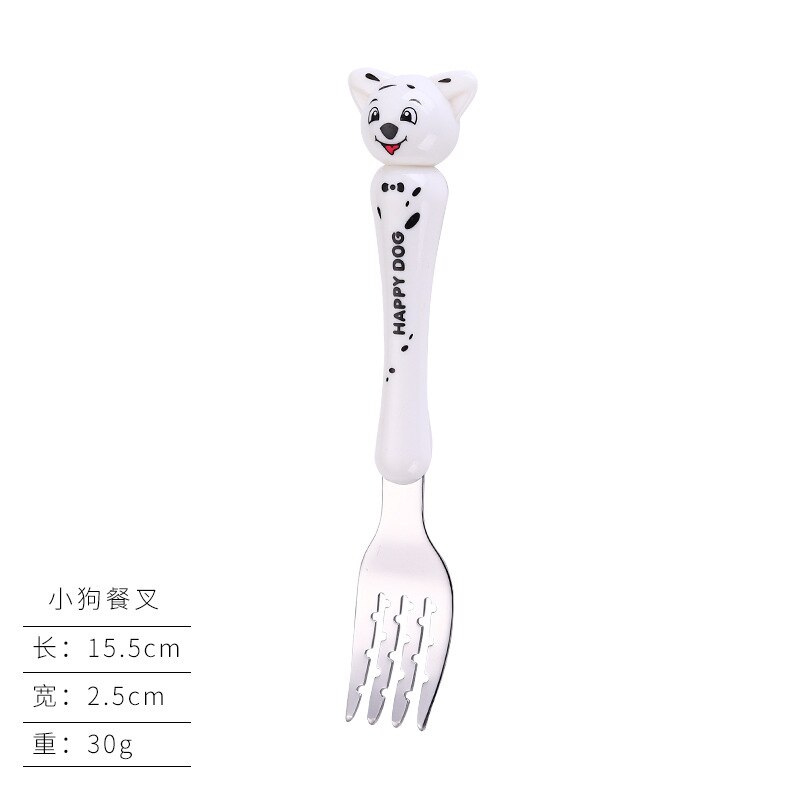 2 Pcs Baby Servies Set Kinderen Gebruiksvoorwerp Rvs Peuter Servies Bestek Cartoon Baby Voedsel Voeden Lepel Vork: 04