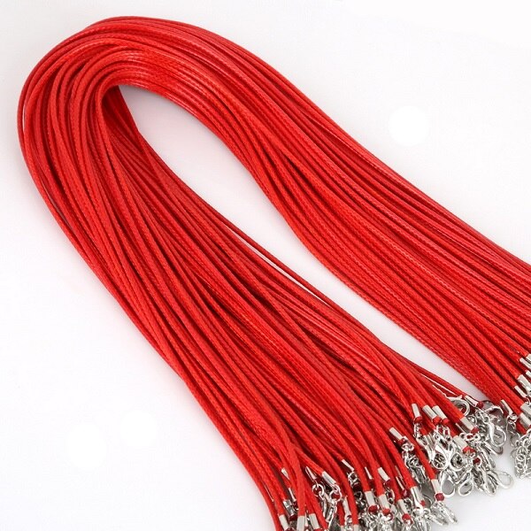 2mm 10 stks/partij Handgemaakte Verstelbare Gevlochten Touw voor Kettingen & Hanger Charms Bevindingen Karabijn String Koord DIY 45 cm + 5 cm: Red