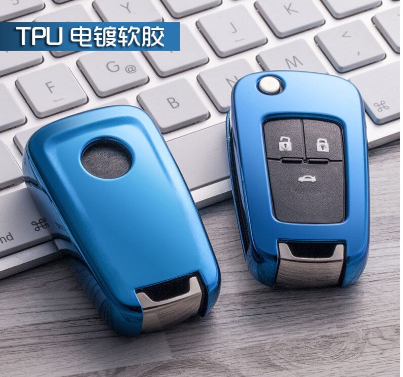 TPU Car Key Protection Case Key Cover Shell For Chevrolet Camaro Cruze Equinox Impala Malibu GMC Terrain Buick LaCrosse: A-blue3