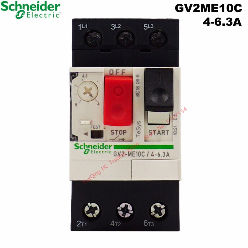 Schneider-interruptor de circuito magnético GV2PM10C 4-6.3A, Motor térmico, perilla GV2-PM10C GV2ME 10C 3P, ajuste de interruptor de protección: GV2ME10C