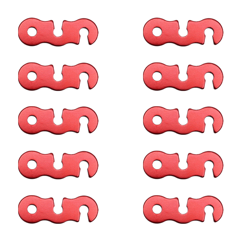10 Uds. Hebilla de cuerda para tienda de campaña, Kit de sujeción de tensores ajustables de aleación de aluminio, accesorios de seguridad para lona para acampar al aire libre: Rojo