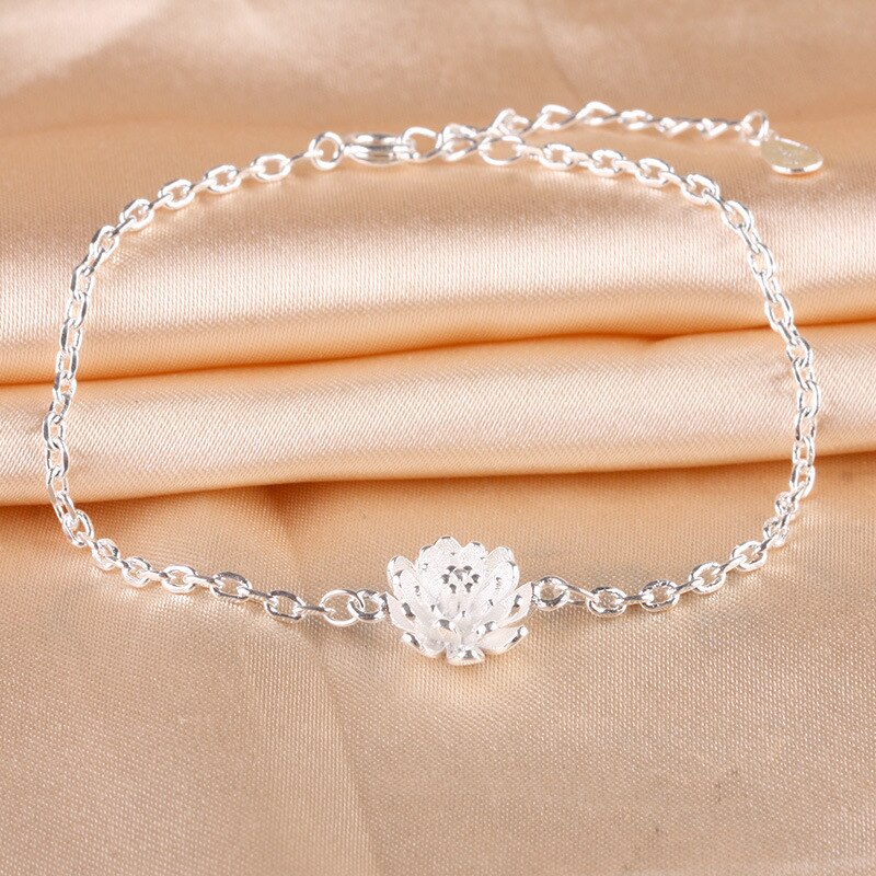 Nehzy 925 Sterling Zilveren Vrouw Sieraden Armband Sweet Lady Lotus Bloemen Hand Mode Ketting Lengte 19Cm: 464