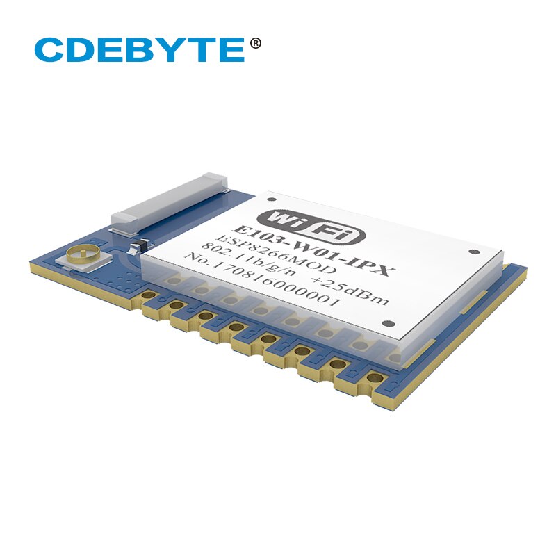 ESP8266EX inalámbrica de 2,4 GHz módulo 20dBm 100mW módulo WiFi UART SMD 802,11 b/g/n/IPX antena cerámica E103-W01-IPX CDEBYTE