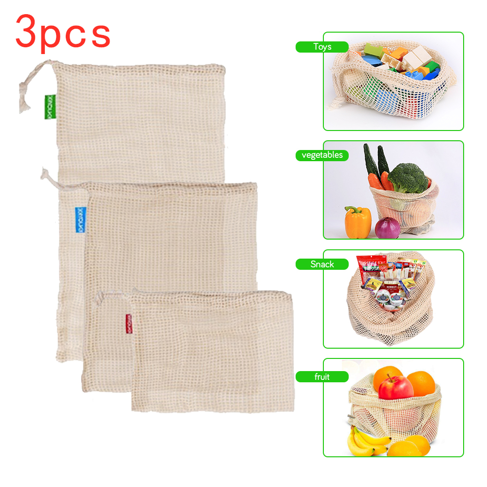 bolsas ecologicas reutilizables Bolsa reutilizable de malla de algodón para frutas vegetales bolsa de almacenamiento lavable de cocina bolsas reutilizables verduras y fruta
