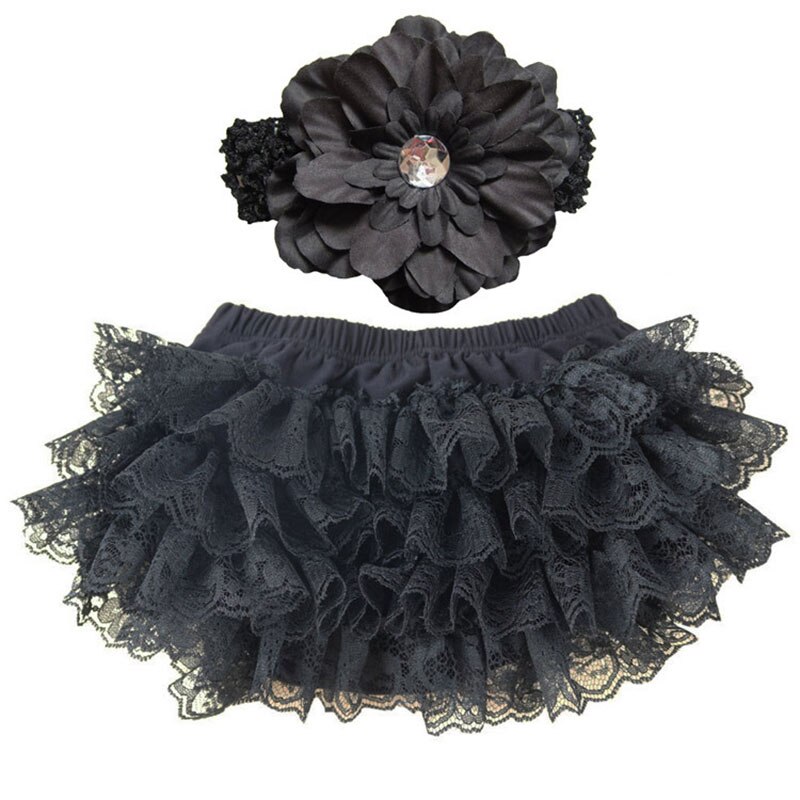 Cute Baby Girl Bloomers Diaper Cover Headband Set Newborn Ruffle Panties Lace Infant Shorts NSV775