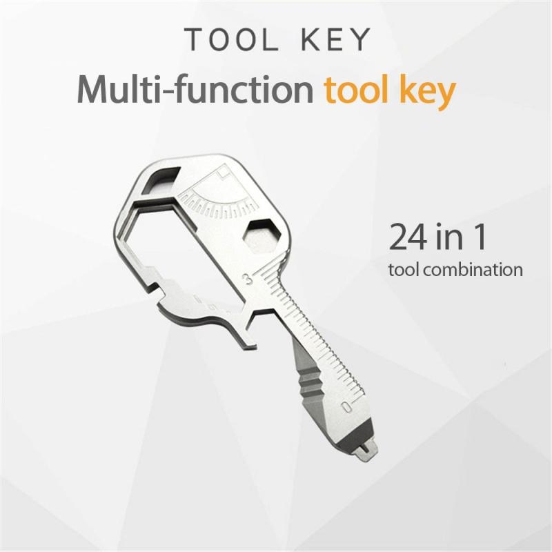 24 In 1 Rvs Mini Multifunctionele Schroevendraaier Key Shape Flesopener Schroevendraaier Sleutelhanger Pocket Reparatie Tool