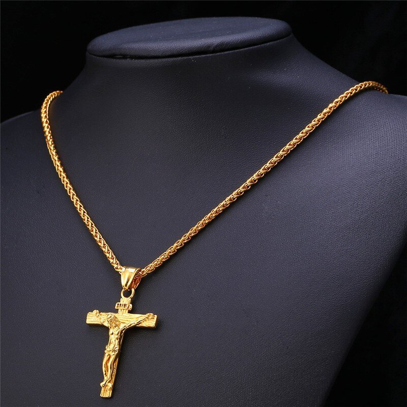 Påske halskæder religiøs jesus kryds halskæde guld og sølv farve punk halskæde kvinder/mænd christian: Guld