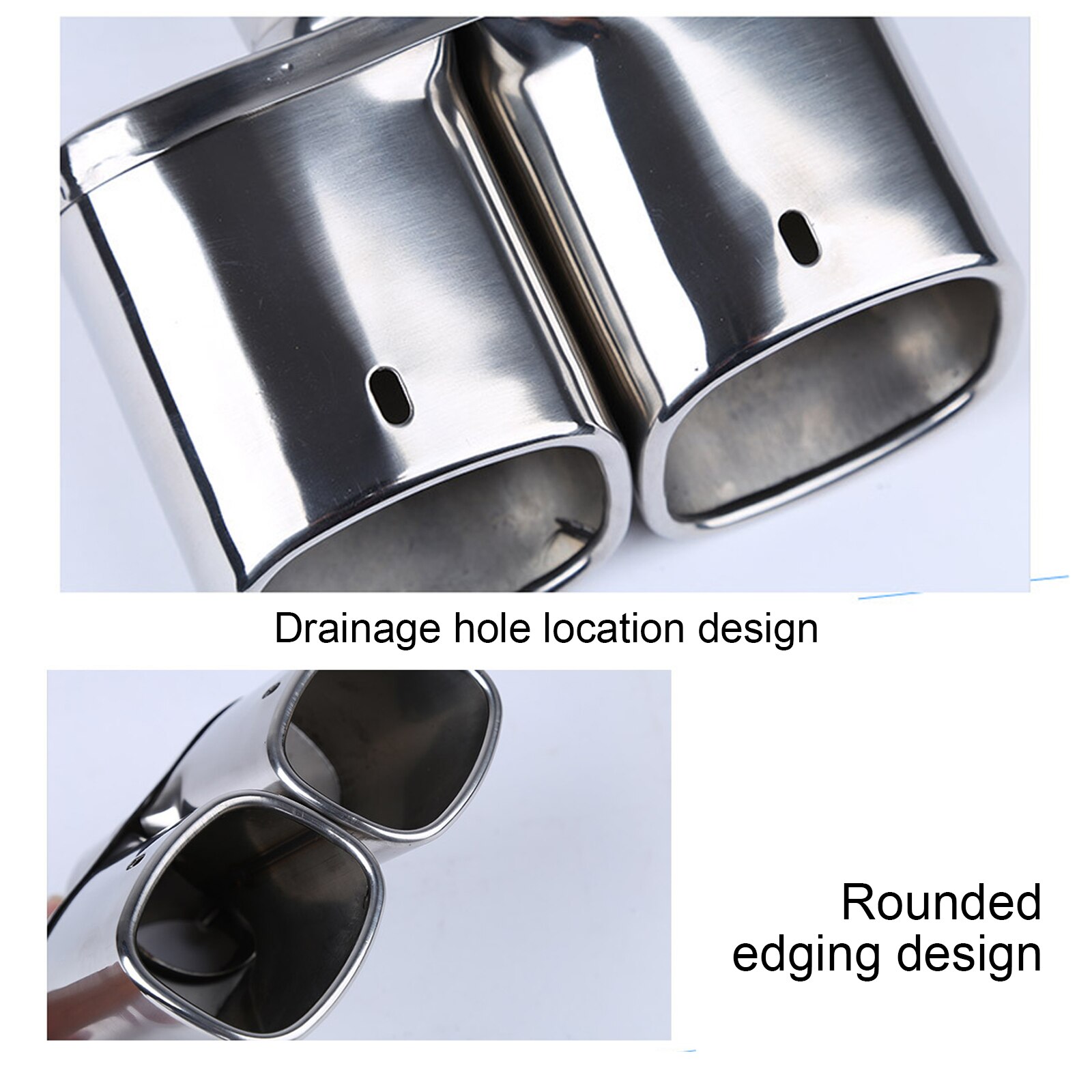 Embout de silencieux d'échappement universel en acier inoxydable, embout carré, un changement, deux accessoires pour voiture Double