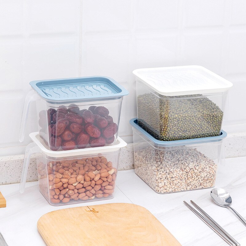 Transparent PP Refrigerator Storage Box Grains Beans Storage Box With Handle Fridge Cabinet Freezer Organizer Kitchen Gadgets