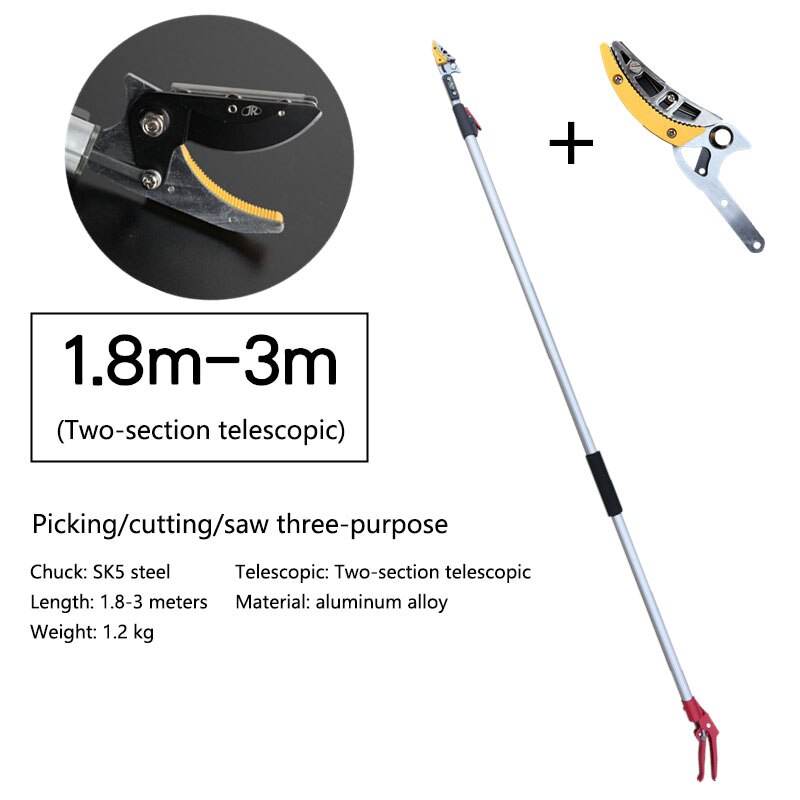 3 Meters Fruit Tree Pruning Shears High Altitude Fruit Pruning Garden Telescopic Hedge Trimmer High Branch Pruning Tool CH: C