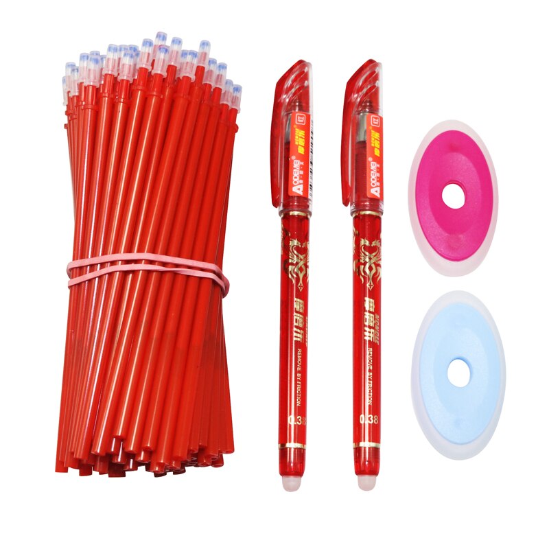54 Pcs/set Erasable Gel Pen Refills Rod 0.38mm Washable Handle Magic Erasable Pen for School Pen Writing Tools Kawaii Stationery