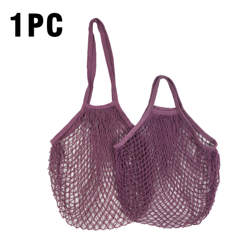 Wasbare katoenen mesh boodschappentassen Katoenen touwtassen Netto boodschappentassen Mesh tassen voor fruitopslag Herbruikbare fruit-groentezak: M / Clear