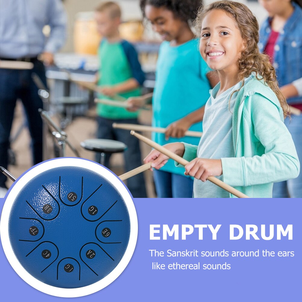 6 pouces En Acier Tongue Drum 8 Tune Notes Main Casserole Réservoir Éthérée Rythme Tambour avec Sac De Transport Pilons Autocollant Instrument de Percussion