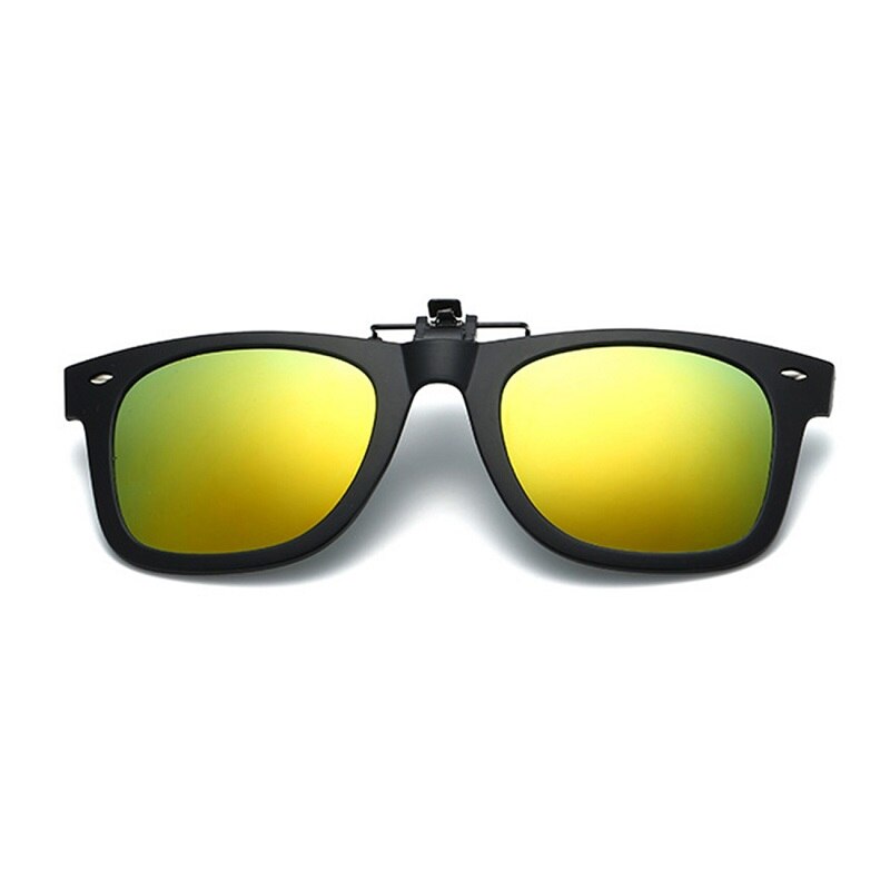 MAXJULI Square Polarized Sunglasses Clip on Myopia Glasses For Fishing Driving Traveling Easy Flip Up Lens UV400 Protection 8503: C6 gold