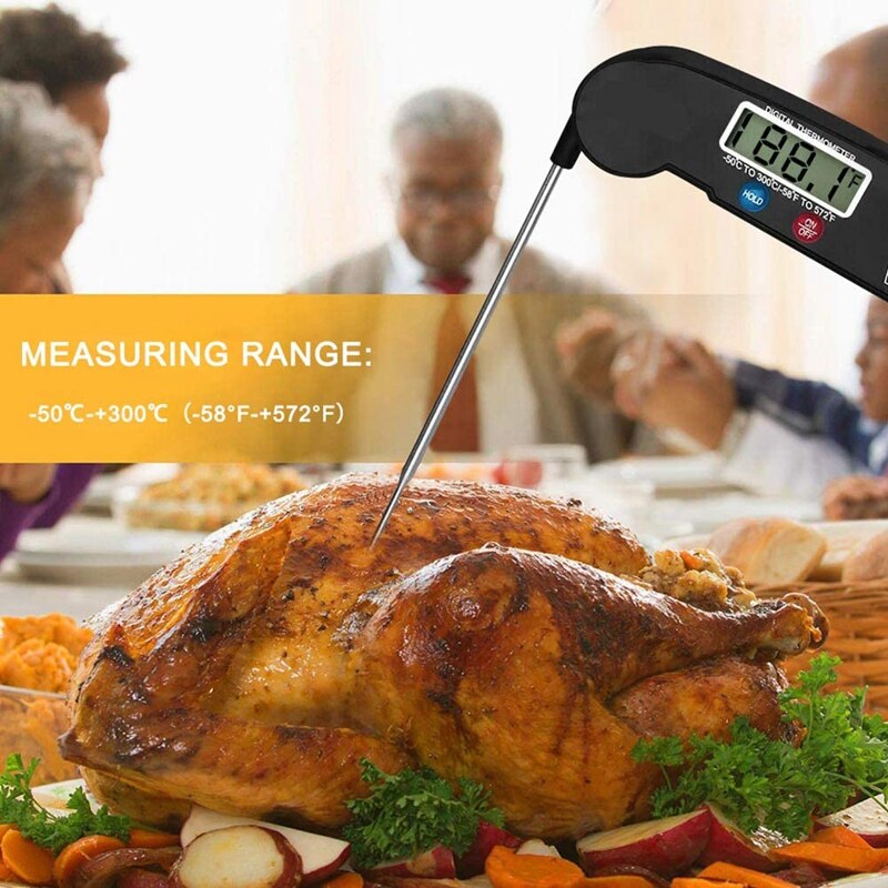 Food Thermometer Digital Instant Read Meat and Cooking Tool Kitchen Steak Deep Fry Smoker BBQ Foldable Temperature Gauge