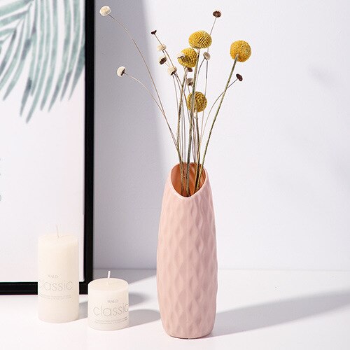 Plastic Bloem Vaas Decoratie Thuis Witte Vazen Imitatie Keramische Vaas Bloempot Decoratie Nordic Stijl Mand Zonder Bloem: C-1