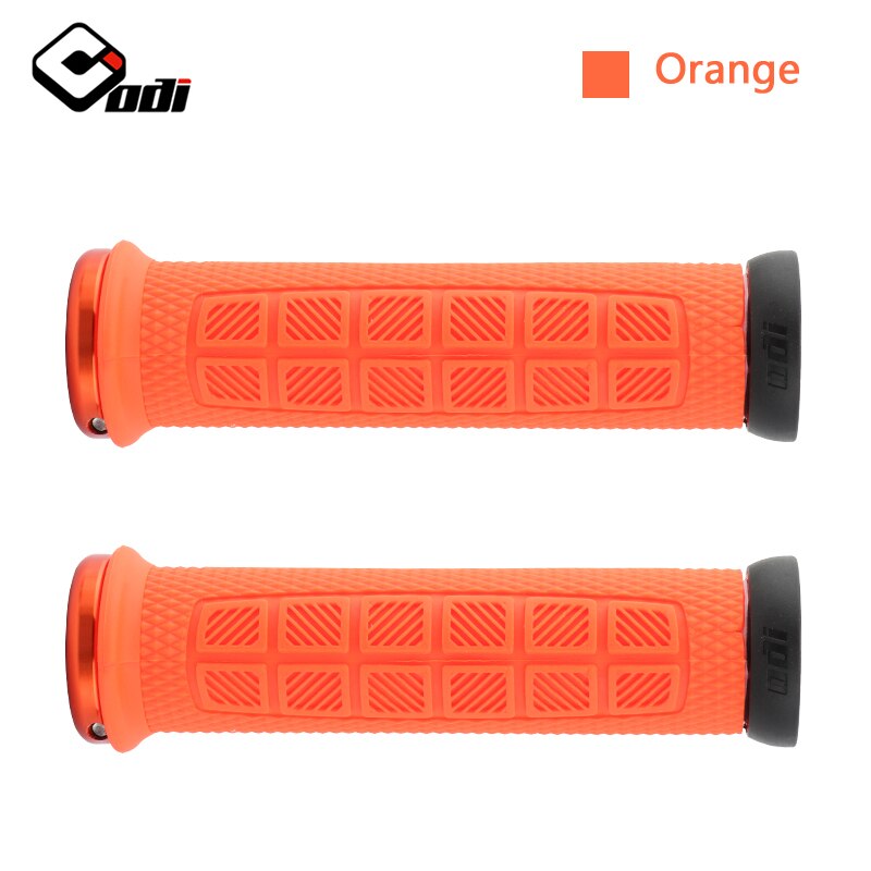 ODI Grips Aluminum Alloy Lock Ring Mountain Bike Grips Silicon Bicycle Handlebar Grip Shock Absorber MTB Bike Handle Bar Part: Model-1-Orange