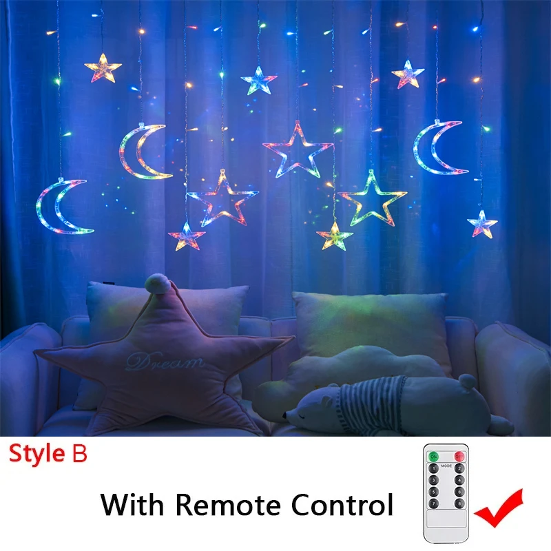 Navidad 3,5 M LED estrella cadena de luces guirnalda cadena estrella lámpara decoración de cortina al aire libre para vacaciones decoración de boda: Color blanco cálido / O