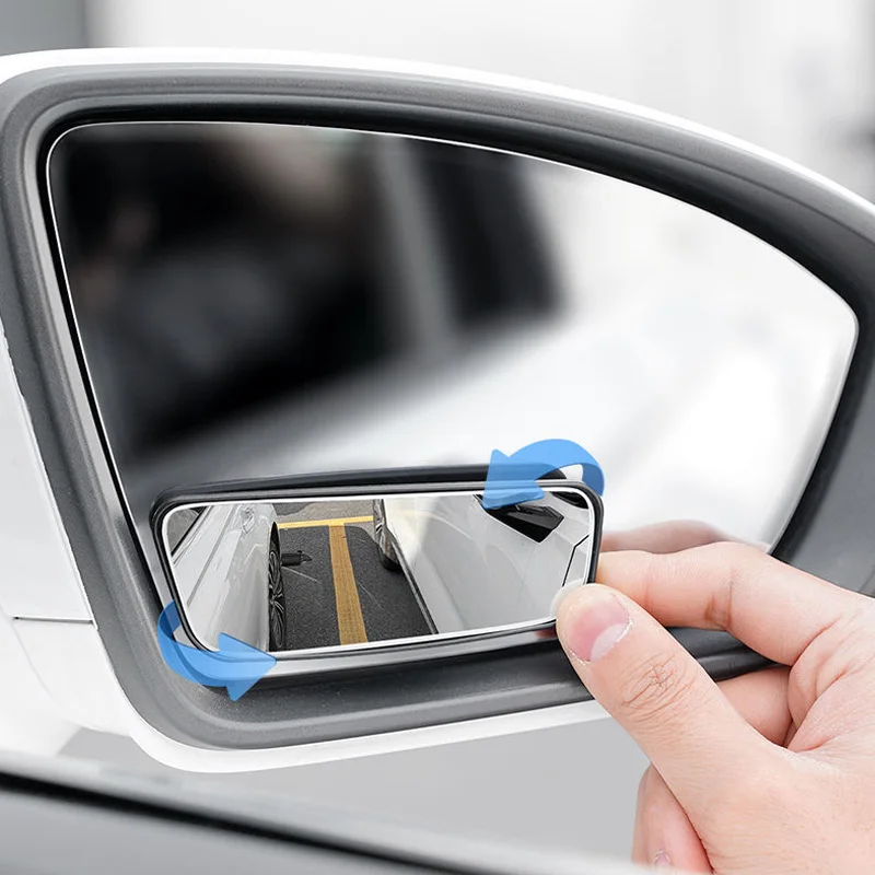 Espejo de punto ciego ajustable de 360 grados, espejo retrovisor convexo auxiliar para coche, marco redondo, espejos gran angular para marcha atrás, 2 uds.
