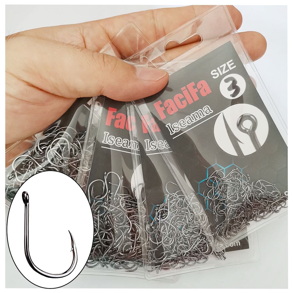 100 Stück Iseama Karpfen-Angelhaken, versetzter Kreis-Haken, einzelner Fliegenfischen, Jig-Haken mit Widerhaken, Meer-Angelhaken, Zubehör