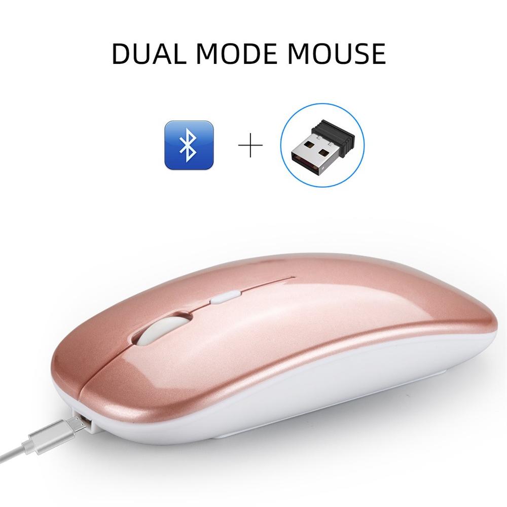 Wireless Touch Mouse Bluetooth 5.0 Optical USB Receiver Slim Silent Ergonomic Magic Mice For Apple Mac OS Computer/Win Laptop PC: Pink