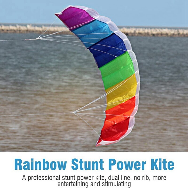 1.4m regenbogenfarbene, zweileinige stunt-drachen für outdoor-aktivitäten – ein tolles spielzeug.
