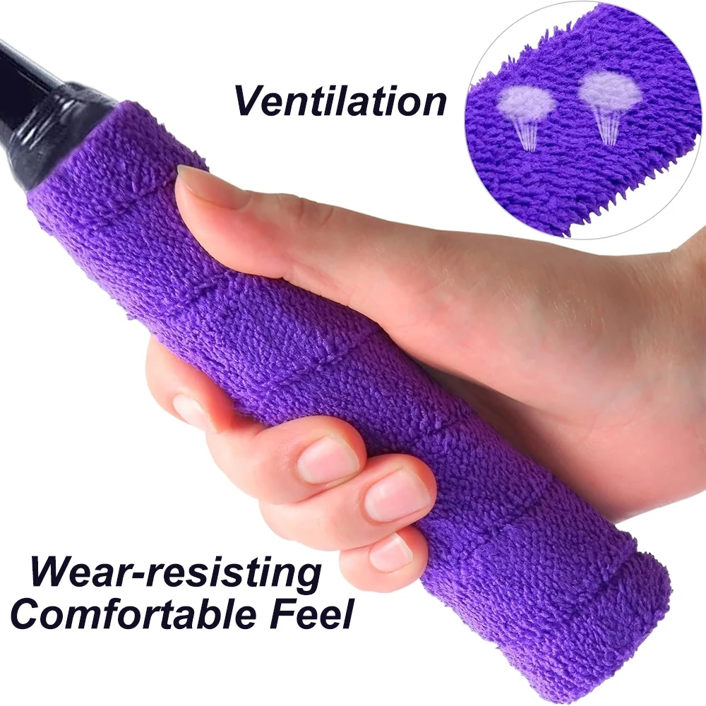 2PCS Badminton Racket Thickened Towel Grips Super Absorbent Anti-slip Cotton Towel Grip Wraps for Tennis Badminton Bike Handle