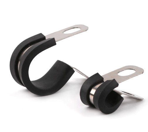 2pcs/lot 304 Stainless Steel Rubber Lined P Clips Cable Mounting Hose Pipe Clamp Mikalor