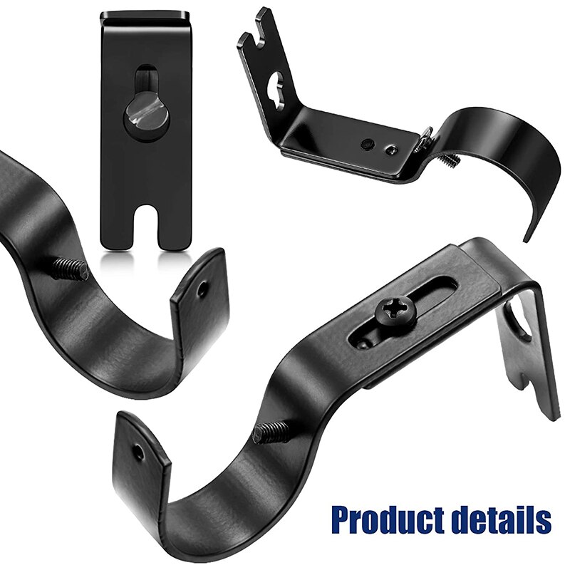 6 Pieces Curtain Rod Brackets General Adjustable Curtain Brackets Valance Support Holders Curtain Rod Holder Wall Hooks
