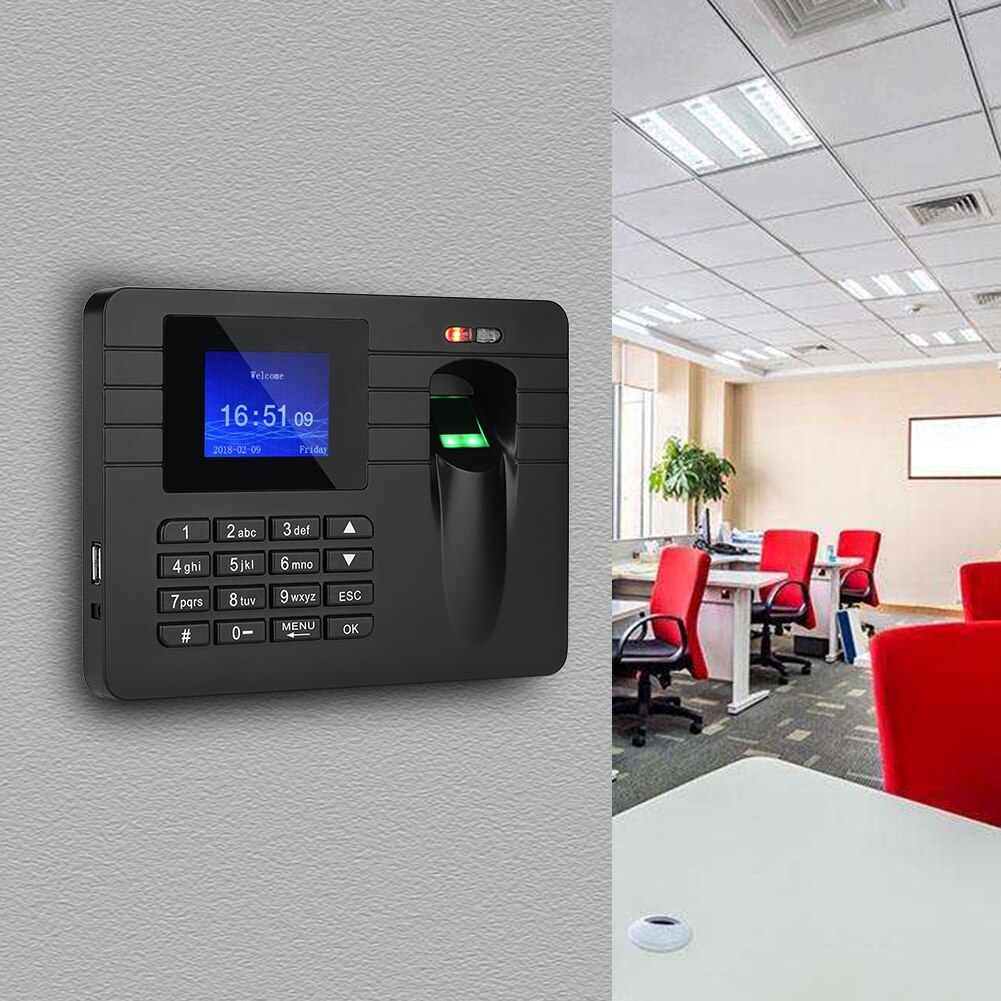 Attendance Recorder Machine 2.4in LCD Screen Fingerprint Time Clock Recorder Employee Attendance Machines 100-240V