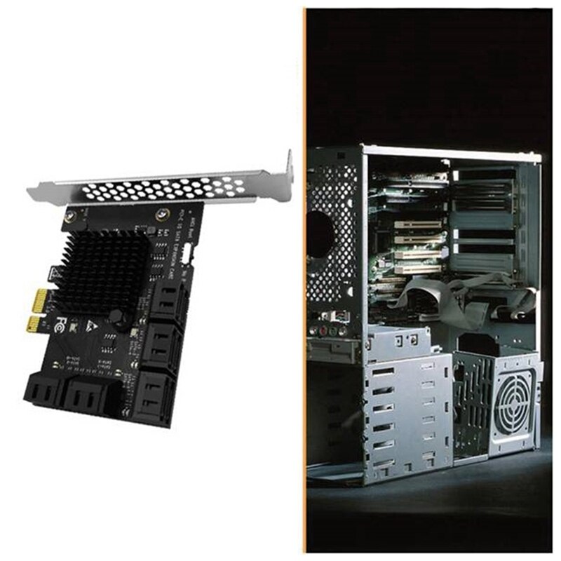 10 Port SATA 3.0 to PCIe X1 Expansion Card PCI Express SATA Adapter SATA3 6G Converter with SATA Cable for PC, Server