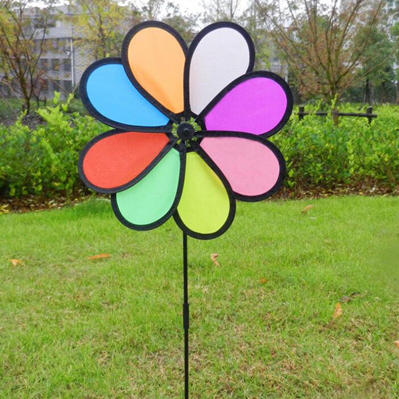 1Pcs Kleurrijke Regenboog Dazy Bloem Spinner Wind Windmolen Tuin Yard Outdoor Decor