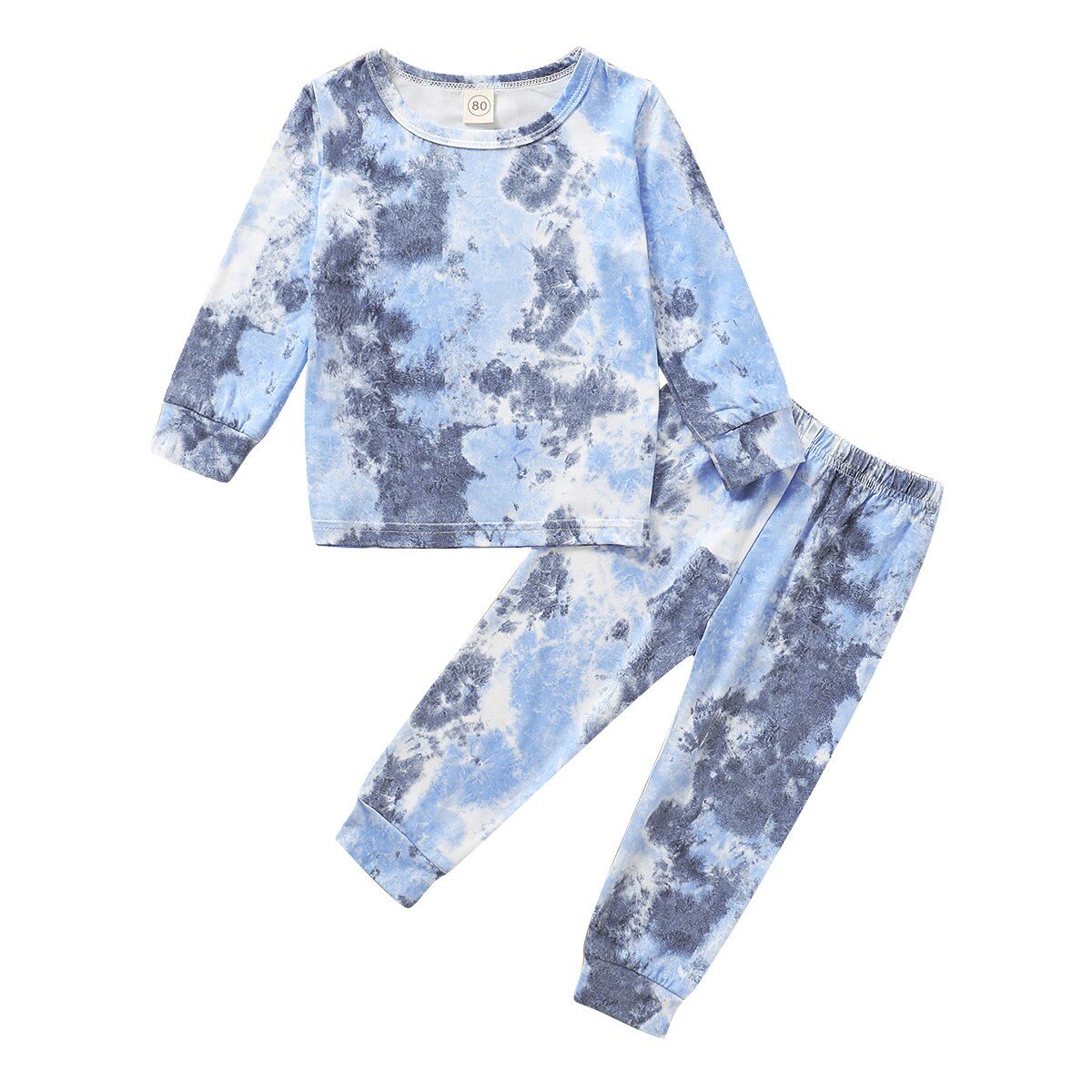 18Month-6Years Infant Kids Baby Jongens Meisjes Tie Dye Kleding Set 2 Stuks Homewear Pyjama Sets Lange Mouw Tops Broek Outfits: Blauw / 5T