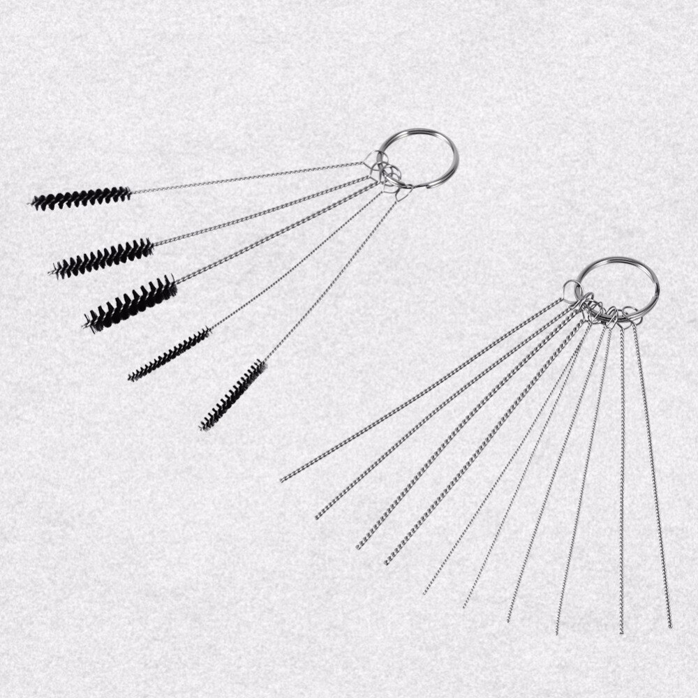 Kit de herramientas para limpieza de carburador de coche y Motor, kit de 10 agujas de limpieza, 5 cepillos,