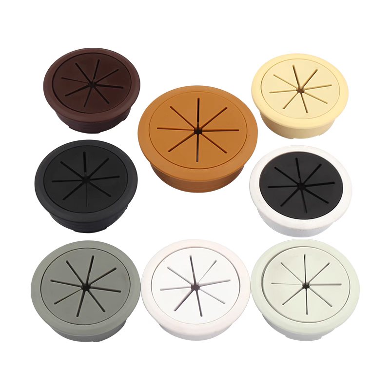 Câble de table à œillets en caoutchouc ABS pour ordinateur de bureau, trou de fil bien rangé, capuchon, prise multicolore, diamètre 53mm, 60mm, 80mm