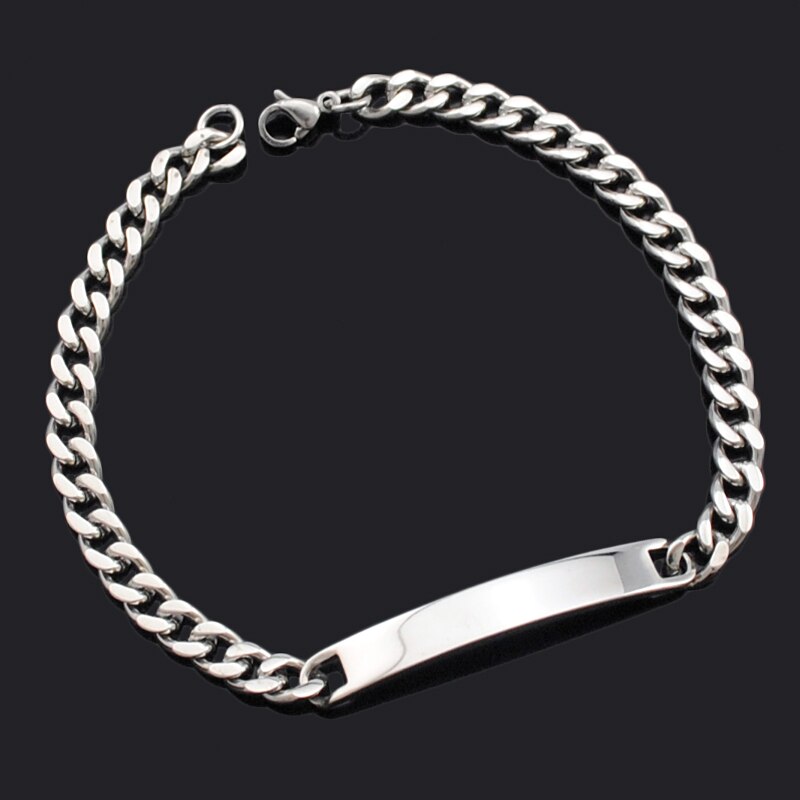 Frauen Armband 20 cm * 5,5mm Mädchen Weibliche Punk Rock ID Edelstahl Armband Männer Einfache Neue Schmuck BB144: Silver