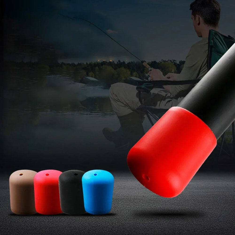 1x fiskestenger endehetter silikonpluggdeksel fiskestang halepluggbeskytter etui sterk elastisitet fiskeutstyr tilbehør