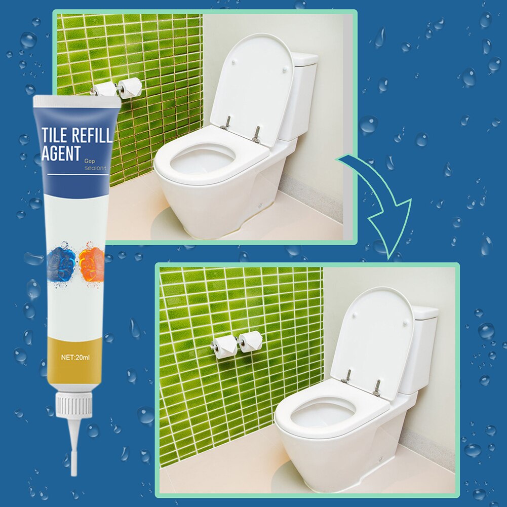 20ML Tile Floor Seam Repair Agent Paste with Scraper Waterproof Mold-Proof Bathroom Tub Ceramic Crack Gap Filling Glue Sealant